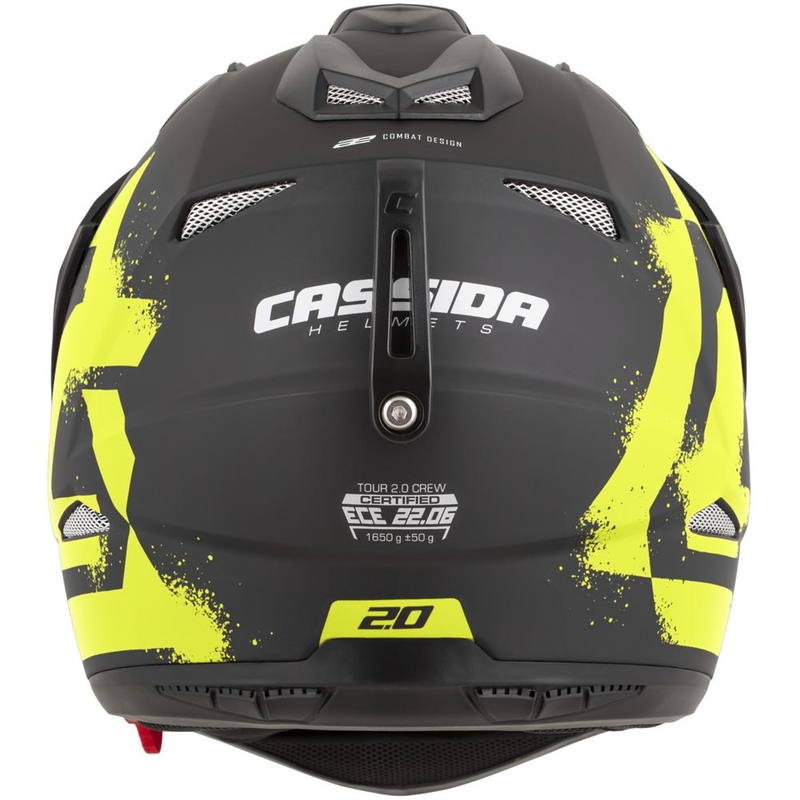 Casco de moto enduro Cassida Tour 2.0 Crew negro mate-amarillo fluo