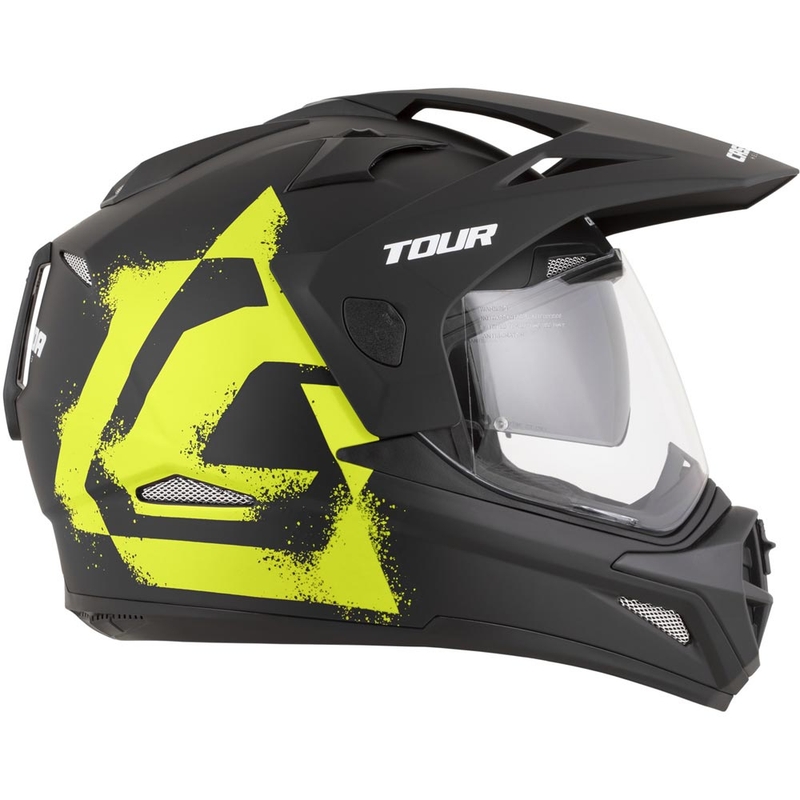 Casco de moto enduro Cassida Tour 2.0 Crew negro mate-amarillo fluo