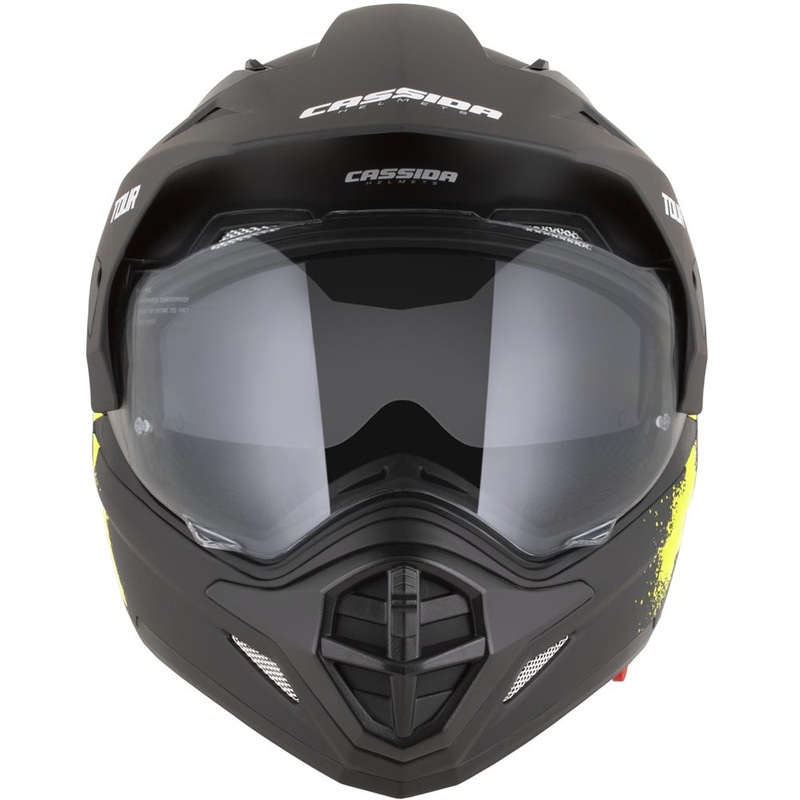 Casco de moto enduro Cassida Tour 2.0 Crew negro mate-amarillo fluo