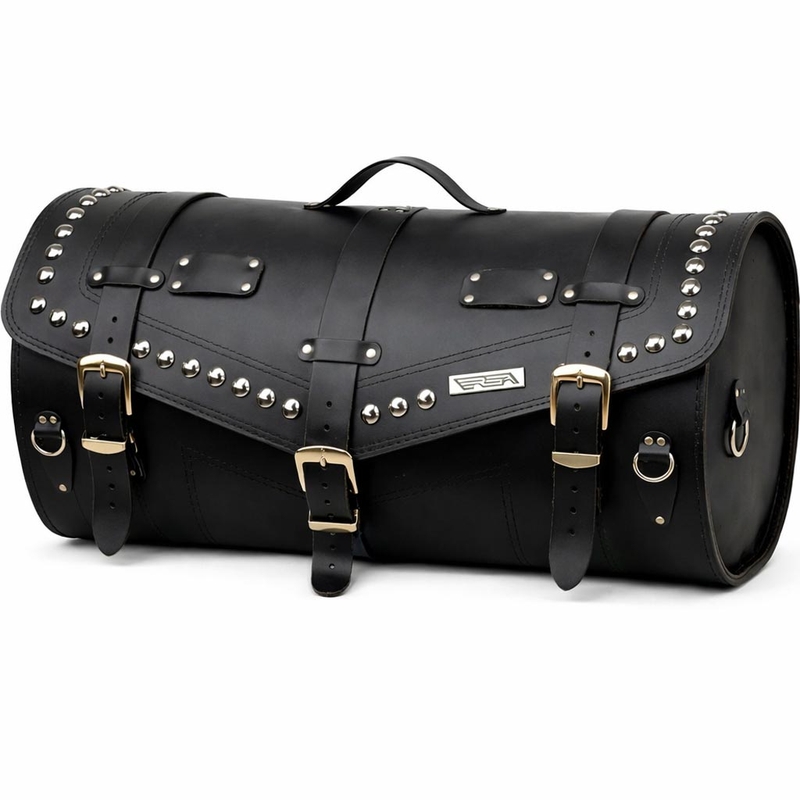Funda de piel para moto con cerradura y remaches RSA K183 negra