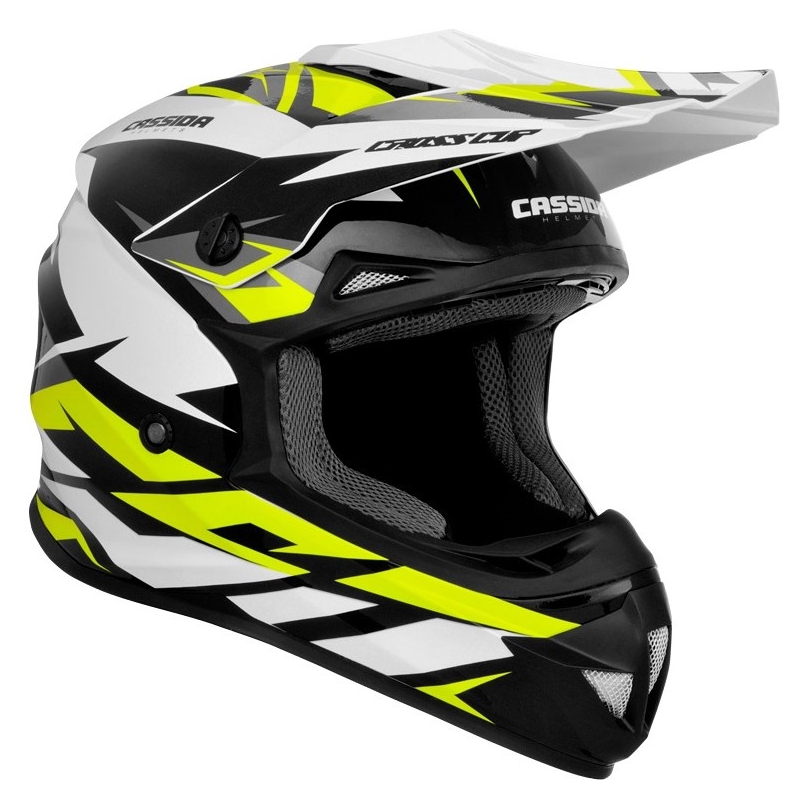 Casco Cassida Cross Cup Two Motocross negro-blanco-gris-amarillo fluo