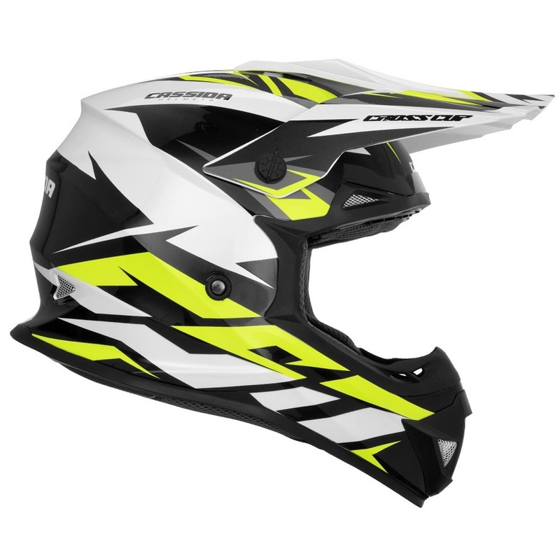Casco Cassida Cross Cup Two Motocross negro-blanco-gris-amarillo fluo