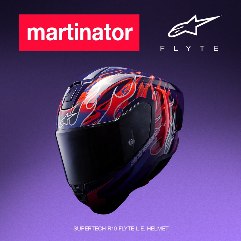 Casco integral de moto Alpinestars Supertech R-10 Flyte edición limitada Jorge Martin morado-rojo