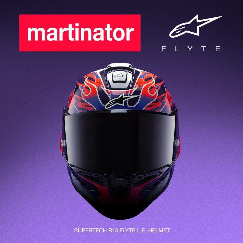 Casco integral de moto Alpinestars Supertech R-10 Flyte edición limitada Jorge Martin morado-rojo