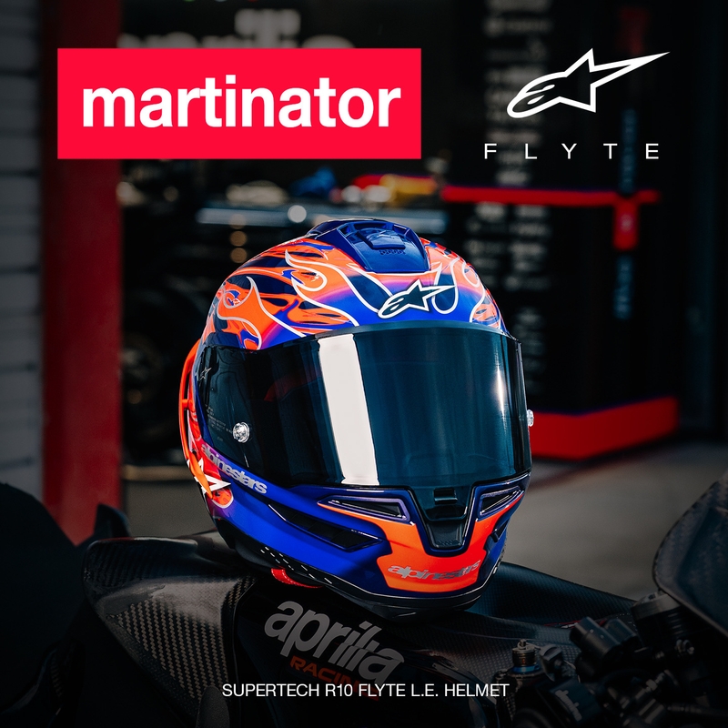 Casco integral de moto Alpinestars Supertech R-10 Flyte edición limitada Jorge Martin morado-rojo