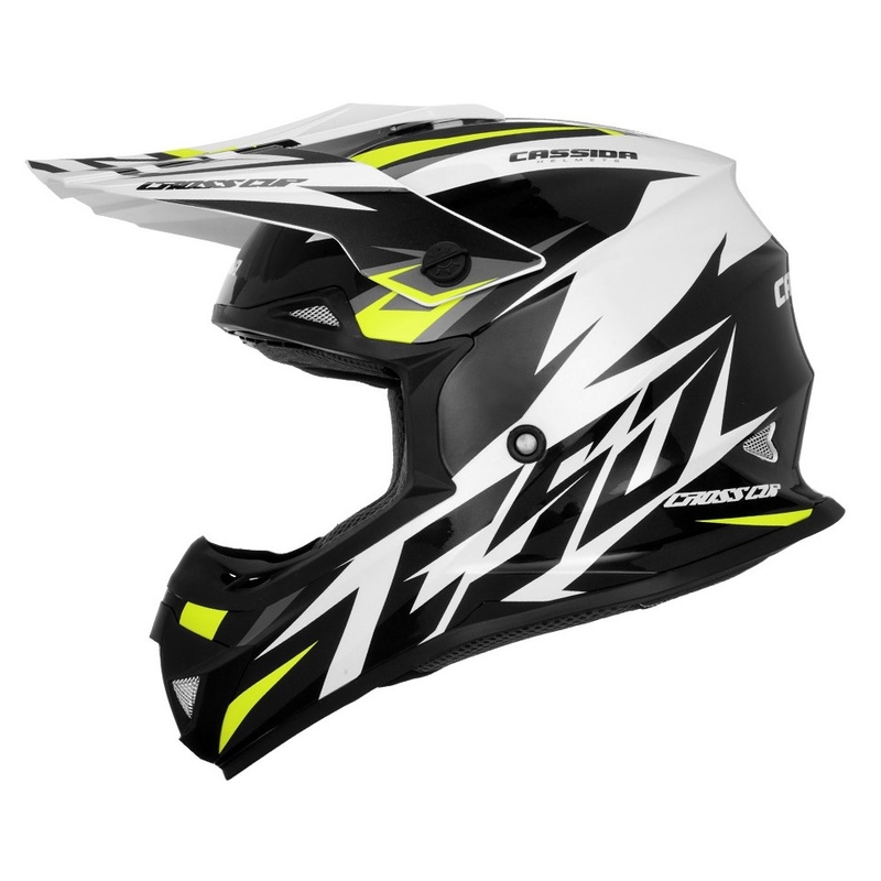 Casco Cassida Cross Cup Two Motocross negro-blanco-gris-amarillo fluo