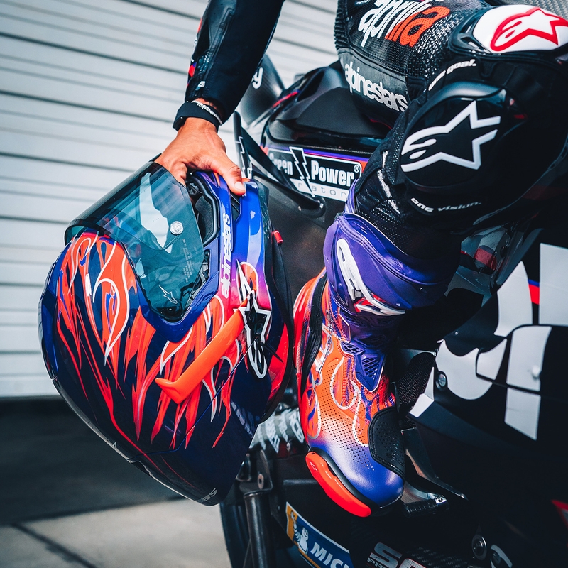 Casco integral de moto Alpinestars Supertech R-10 Flyte edición limitada Jorge Martin morado-rojo