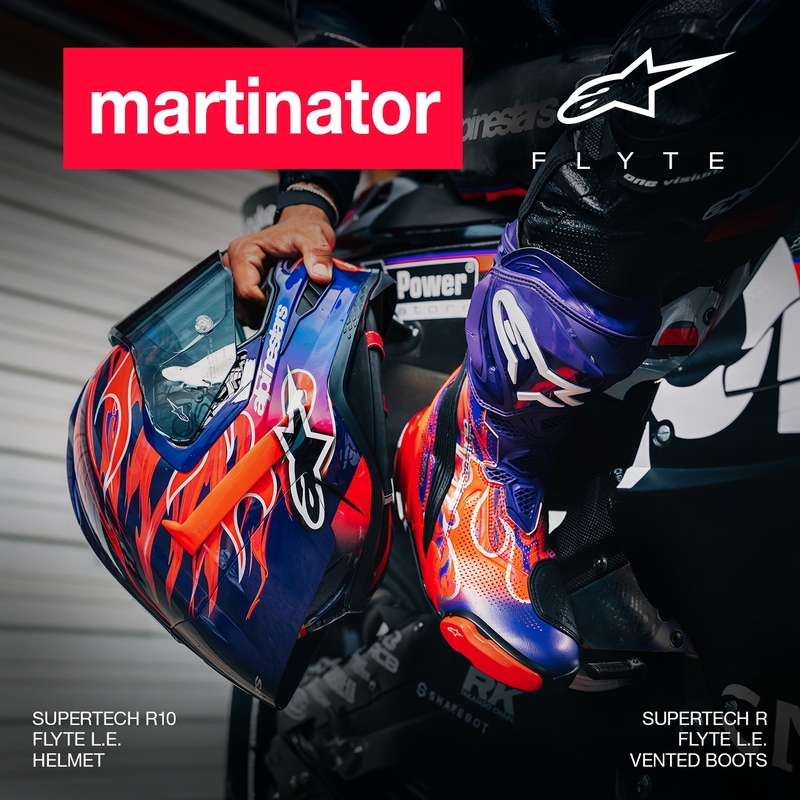 Casco integral de moto Alpinestars Supertech R-10 Flyte edición limitada Jorge Martin morado-rojo