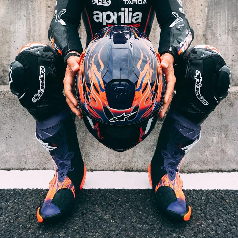 Casco integral de moto Alpinestars Supertech R-10 Flyte edición limitada Jorge Martin morado-rojo