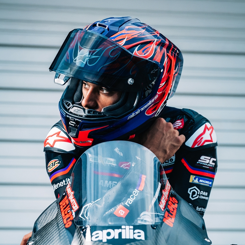 Casco integral de moto Alpinestars Supertech R-10 Flyte edición limitada Jorge Martin morado-rojo