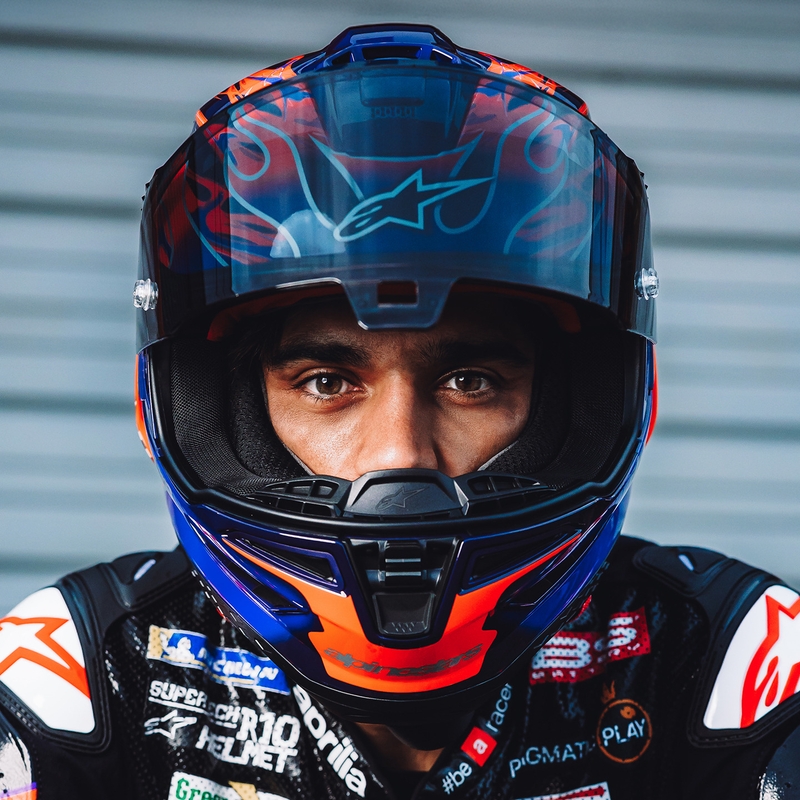 Casco integral de moto Alpinestars Supertech R-10 Flyte edición limitada Jorge Martin morado-rojo