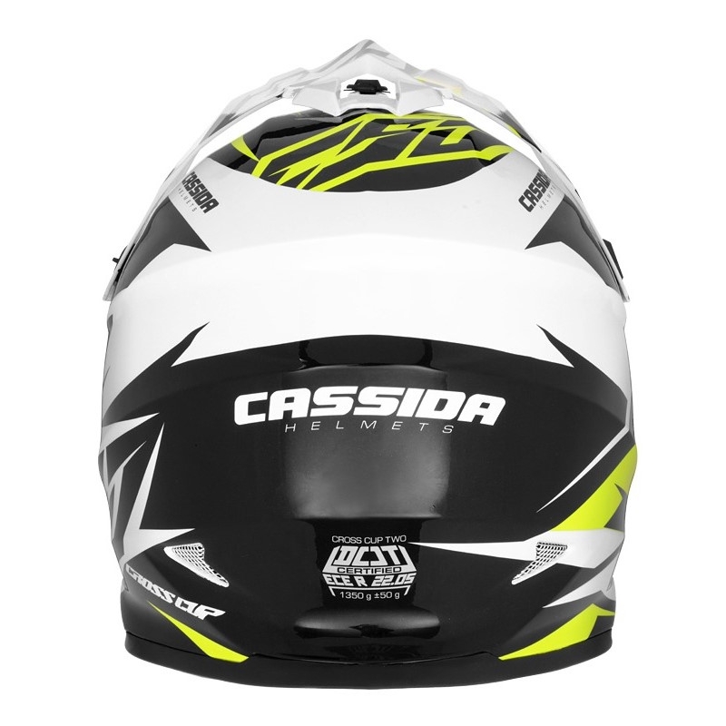 Casco Cassida Cross Cup Two Motocross negro-blanco-gris-amarillo fluo