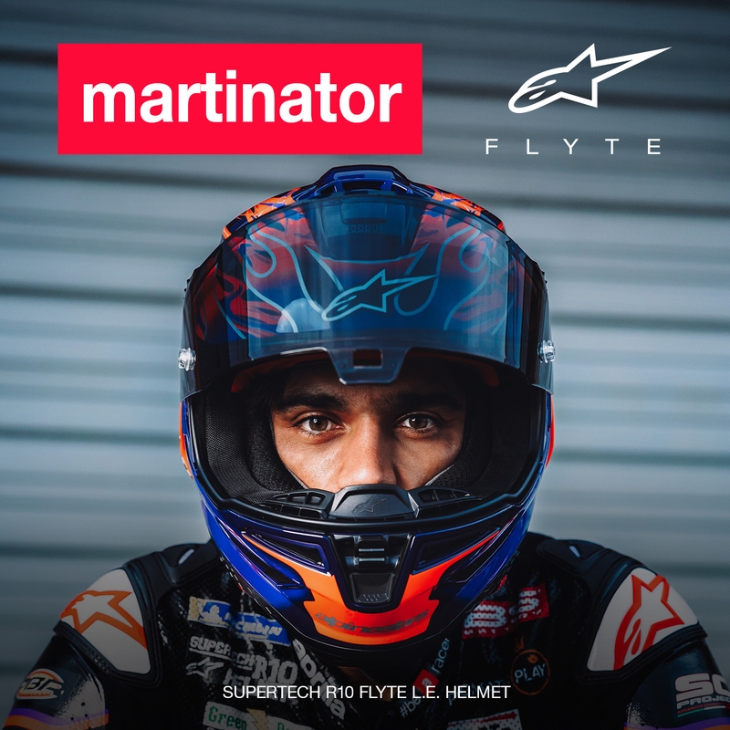 Casco integral de moto Alpinestars Supertech R-10 Flyte edición limitada Jorge Martin morado-rojo
