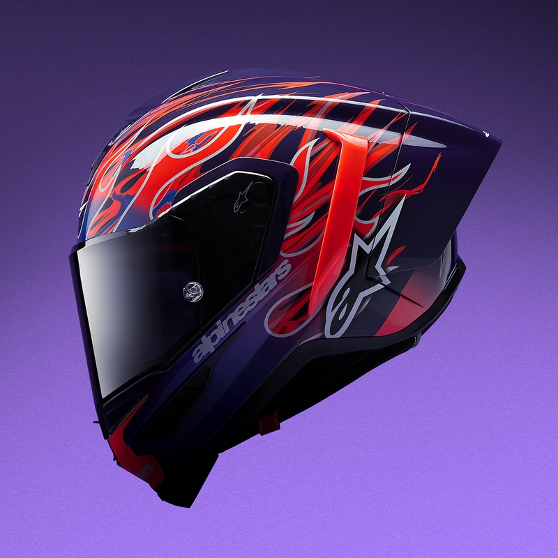 Casco integral de moto Alpinestars Supertech R-10 Flyte edición limitada Jorge Martin morado-rojo