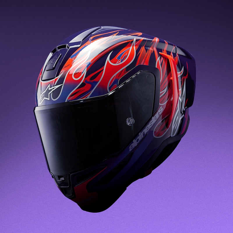 Casco integral de moto Alpinestars Supertech R-10 Flyte edición limitada Jorge Martin morado-rojo