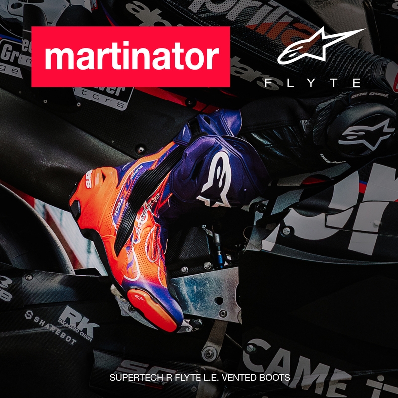 Botas de moto Alpinestars Supertech R Vented Flyte edición limitada Jorge Martin morado-rojo-negro