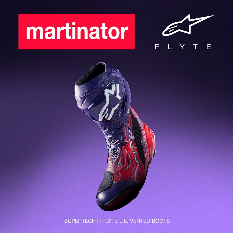 Botas de moto Alpinestars Supertech R Vented Flyte edición limitada Jorge Martin morado-rojo-negro