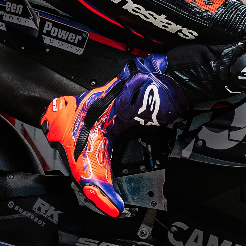Botas de moto Alpinestars Supertech R Vented Flyte edición limitada Jorge Martin morado-rojo-negro