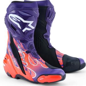 Botas de moto Alpinestars Supertech R Vented Flyte edición limitada Jorge Martin morado-rojo-negro