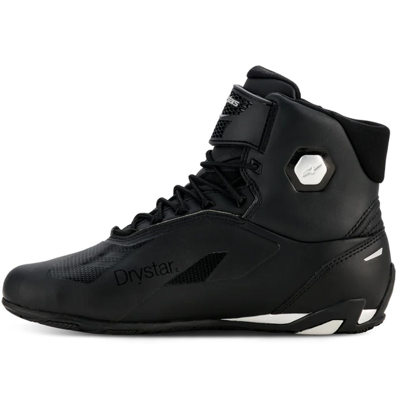 Botas de moto Alpinestars Stella Faster-4 Drystar para mujer, color negro y plata.