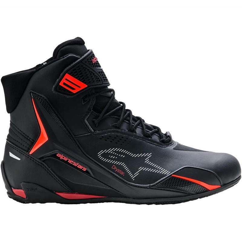 Botas de moto Alpinestars Faster-4 Drystar negras y rojas flúor