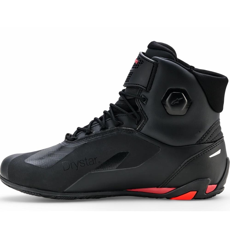 Botas de moto Alpinestars Faster-4 Drystar negras y rojas flúor