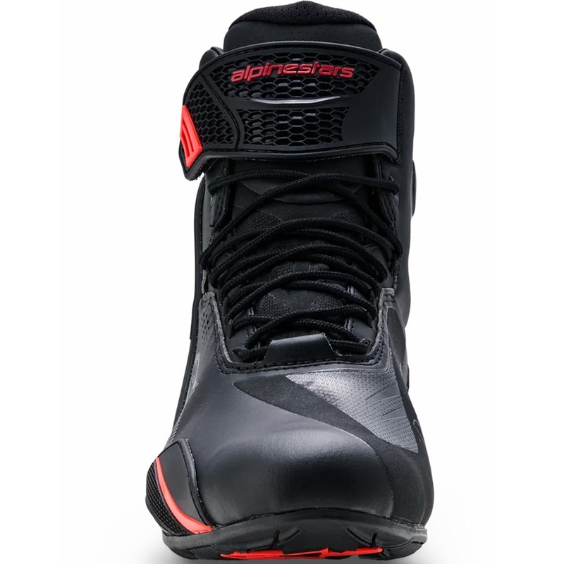 Botas de moto Alpinestars Faster-4 Drystar negras y rojas flúor
