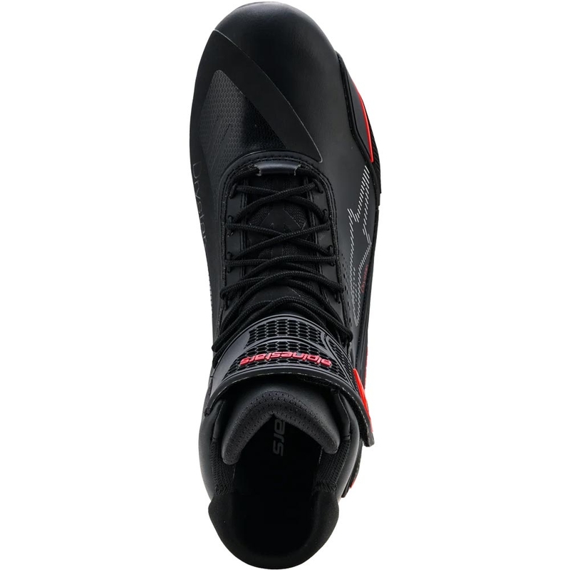 Botas de moto Alpinestars Faster-4 Drystar negras y rojas flúor