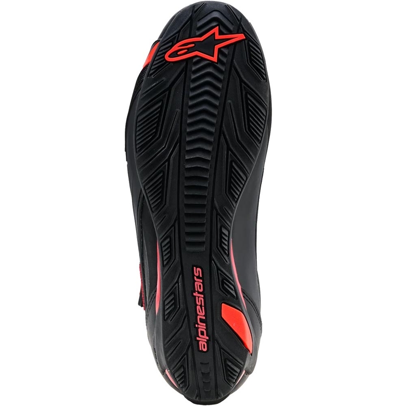 Botas de moto Alpinestars Faster-4 Drystar negras y rojas flúor