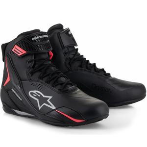 Botas de moto Alpinestars Stella Faster-4 Drystar para mujer, color negro, gris y rojo.