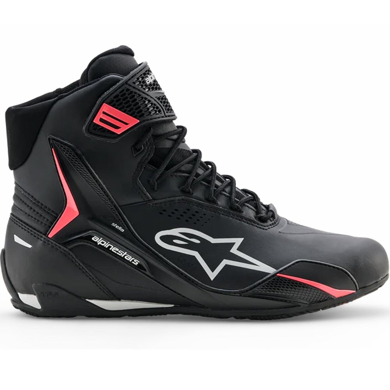 Botas de moto Alpinestars Stella Faster-4 Drystar para mujer, color negro, gris y rojo.