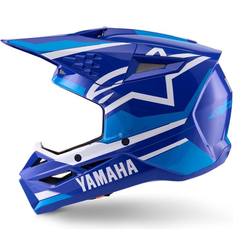 Colección azul y blanca del casco de motocross Alpinestars S-M3 YAMAHA