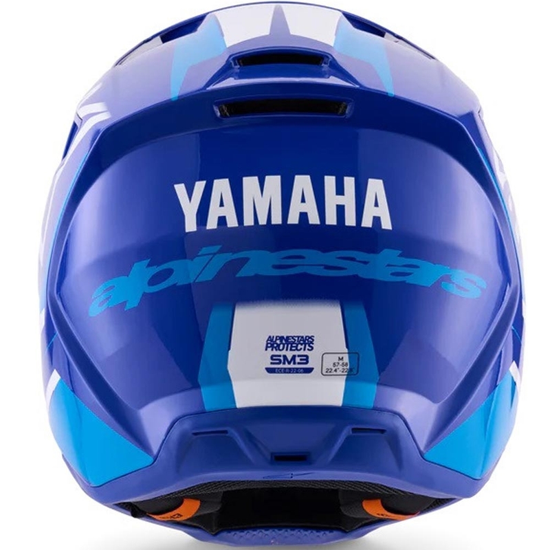 Colección azul y blanca del casco de motocross Alpinestars S-M3 YAMAHA