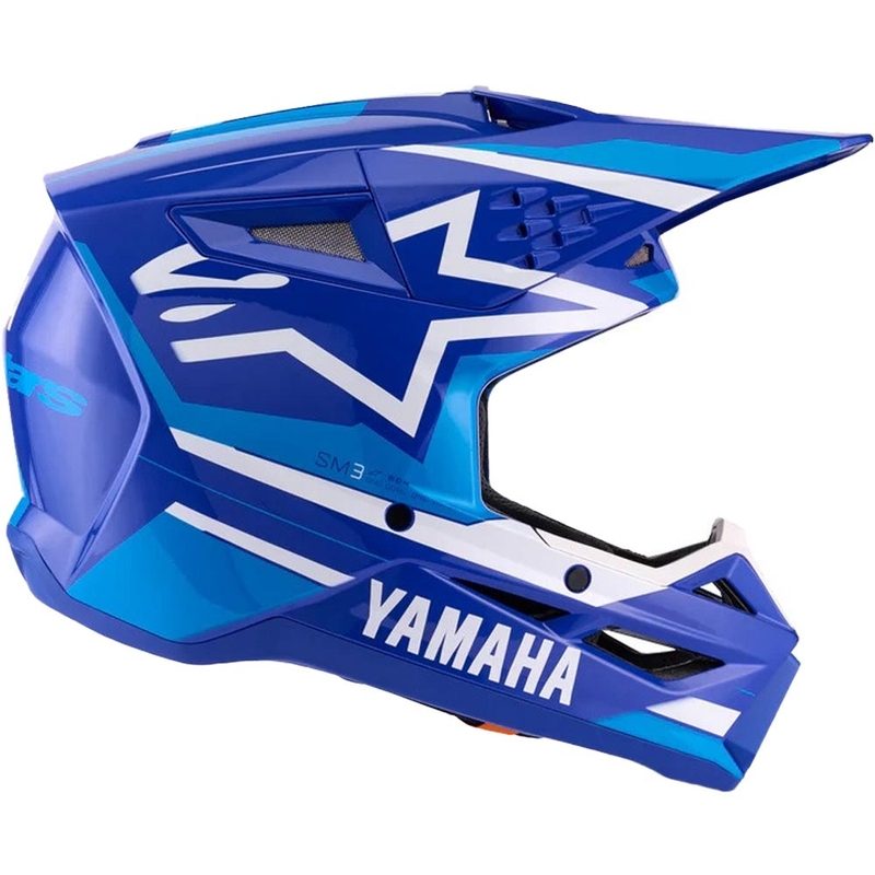 Colección azul y blanca del casco de motocross Alpinestars S-M3 YAMAHA