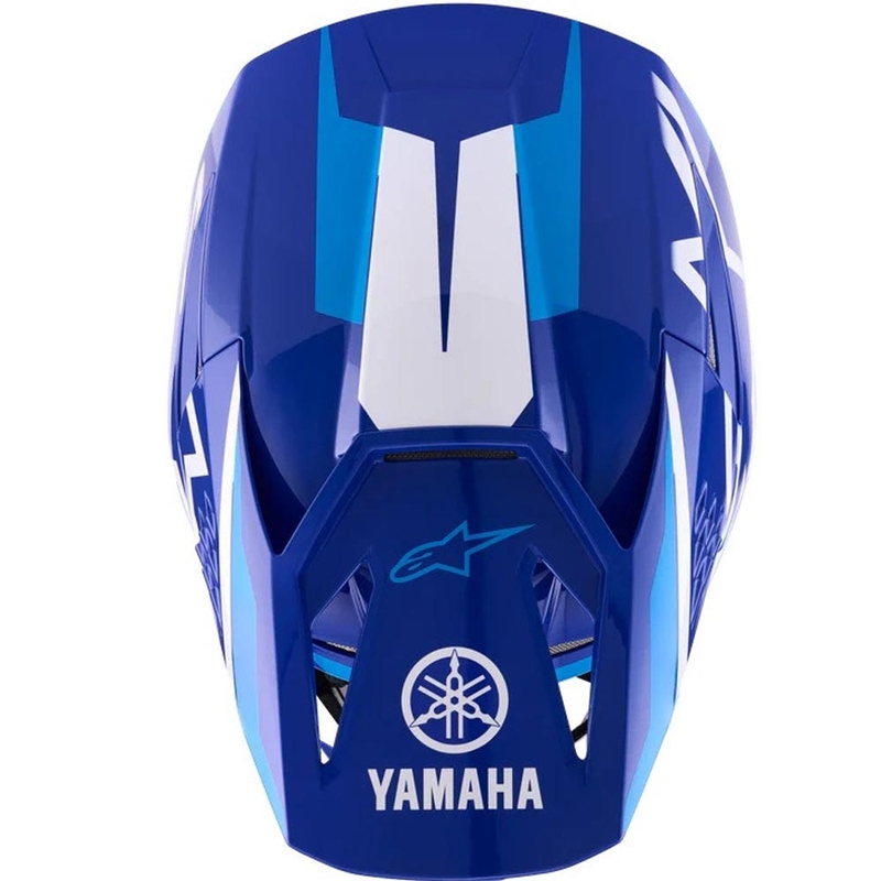 Colección azul y blanca del casco de motocross Alpinestars S-M3 YAMAHA