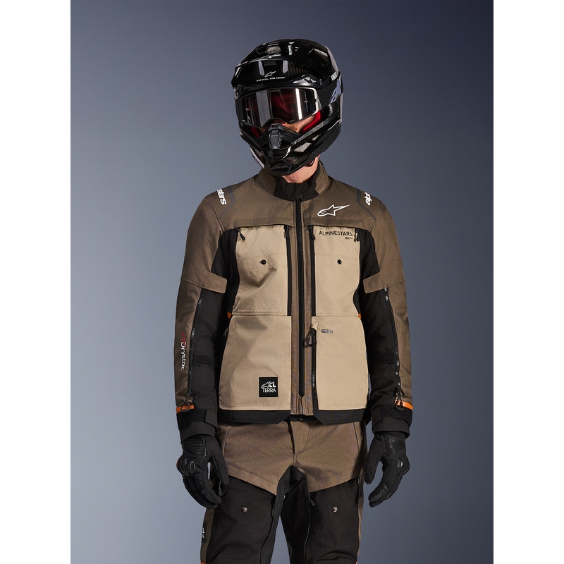 Chaqueta de moto Alpinestars Cusco Drystar marrón-negro