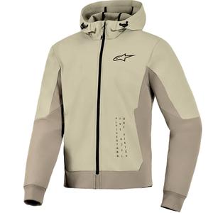 Sudadera con capucha Alpinestars Radium Tech color marrón arena, ideal para motociclistas.