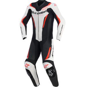 Mono de cuero de dos piezas Alpinestars GP Force V2 negro-blanco-rojo flúor