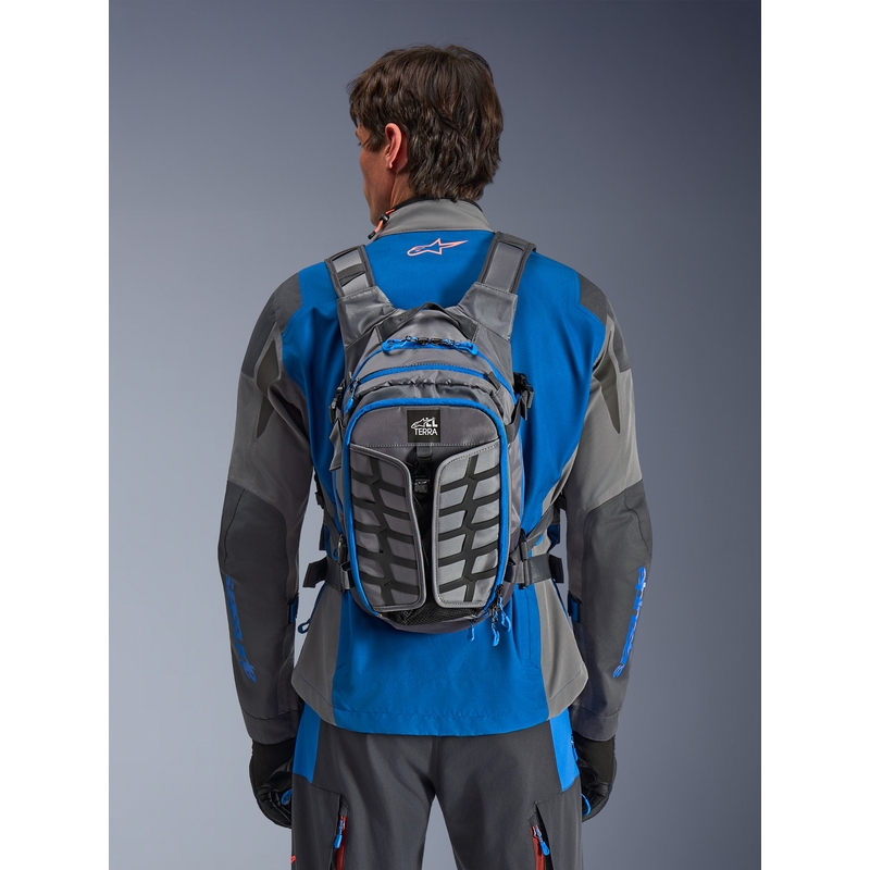 Mochila para moto Alpinestars AT-15 gris oscuro-gris-azul 15 l