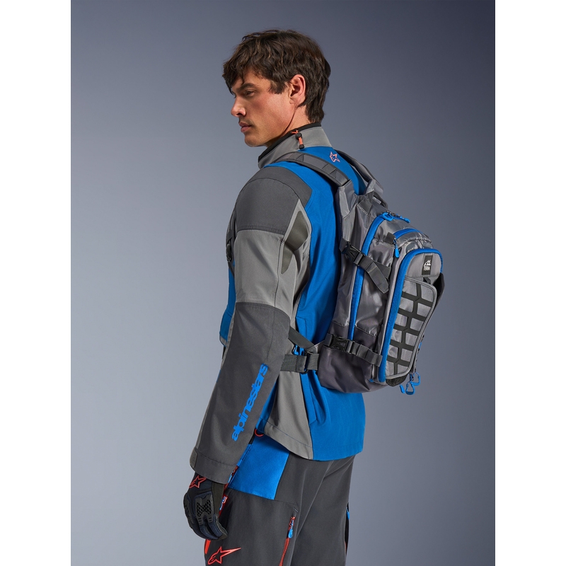 Mochila para moto Alpinestars AT-15 gris oscuro-gris-azul 15 l