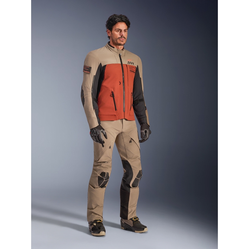 Chaqueta de moto Alpinestars AMT-8 Stretch Drystar XF marrón-naranja-negro
