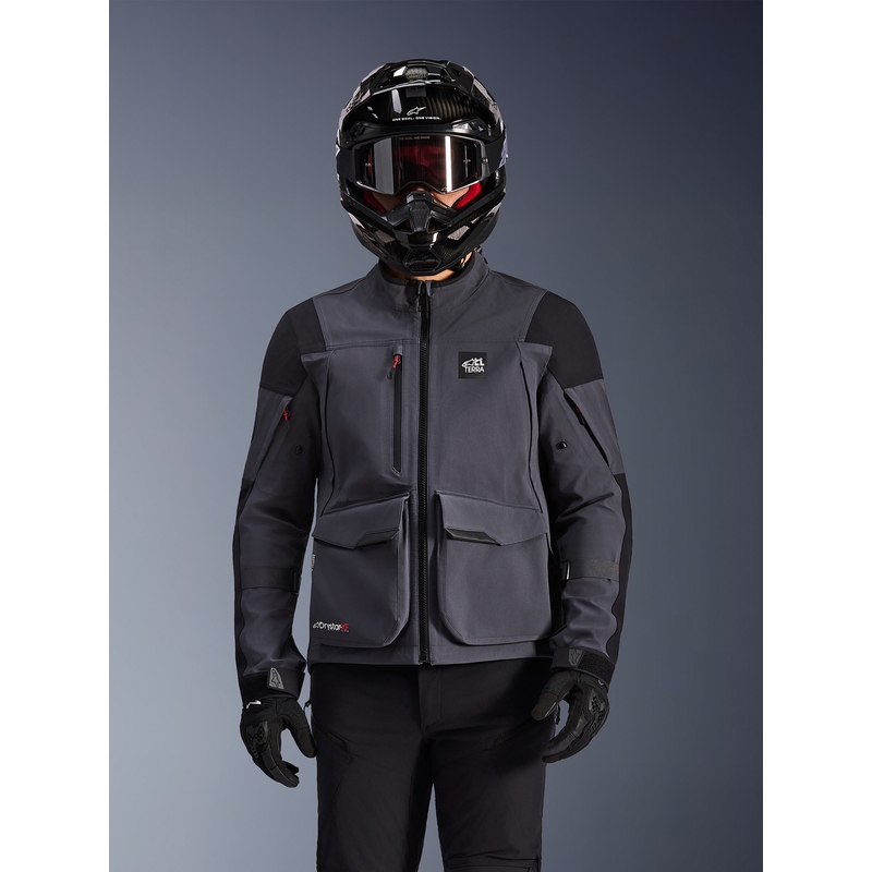 Chaqueta de moto Alpinestars Maxdura Drystar XF gris oscuro-negro