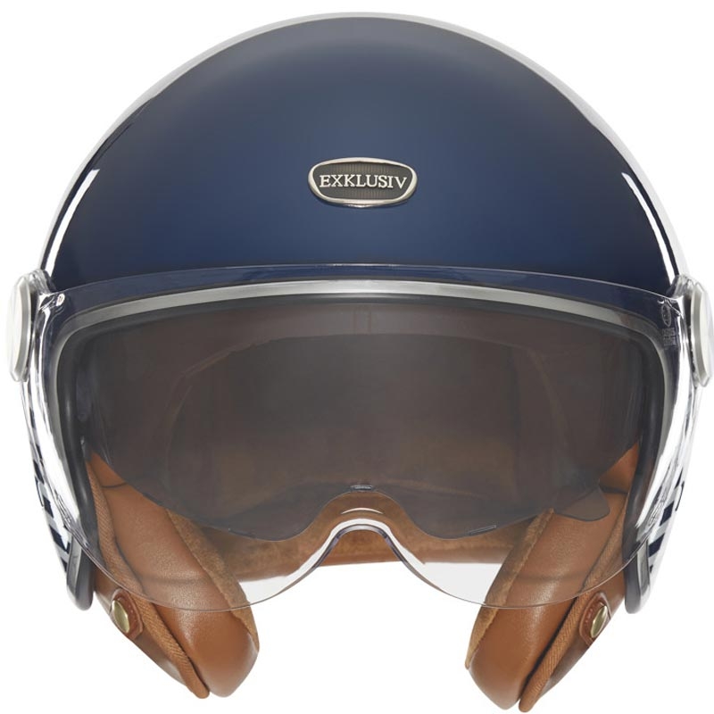 Casco de moto abierto NOX Exklusiv Smart 2 Marina azul-blanco