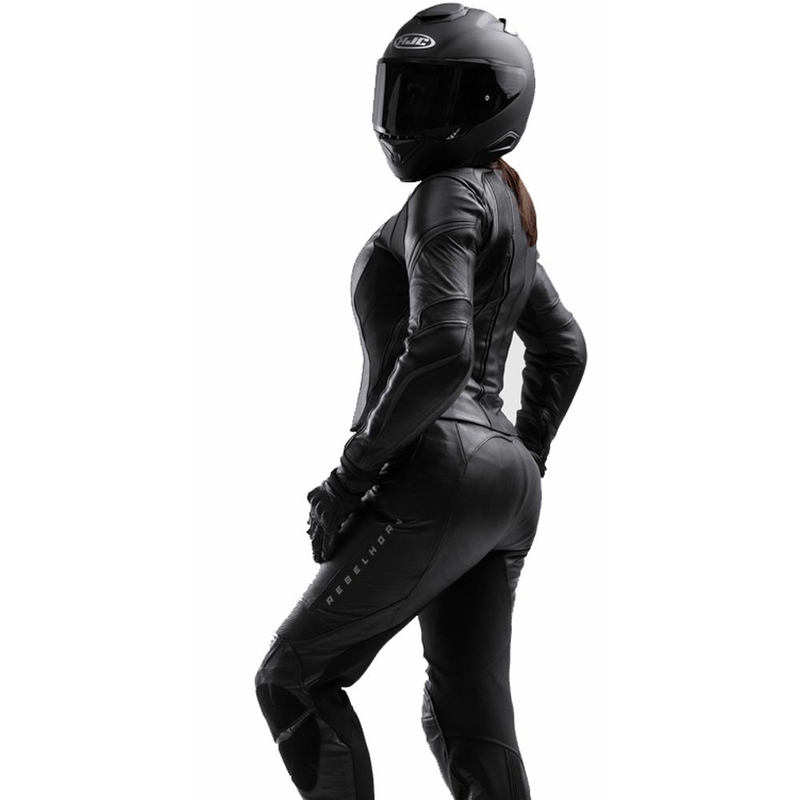 Chaqueta de moto de cuero para mujer Rebelhorn Diva ST negra