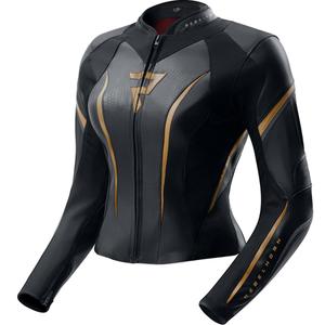 Chaqueta de moto de cuero para mujer Rebelhorn Diva ST negro-dorado