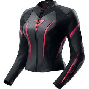 Chaqueta de moto de cuero para mujer Rebelhorn Diva ST negro-rosa