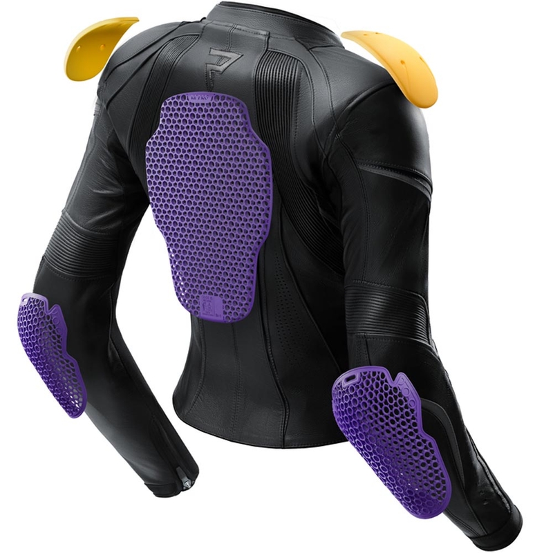 Chaqueta de moto de cuero para mujer Rebelhorn Diva ST negro-rosa