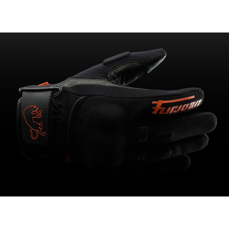 Guantes de moto Furygan Jet D3O Evo, color negro y naranja.