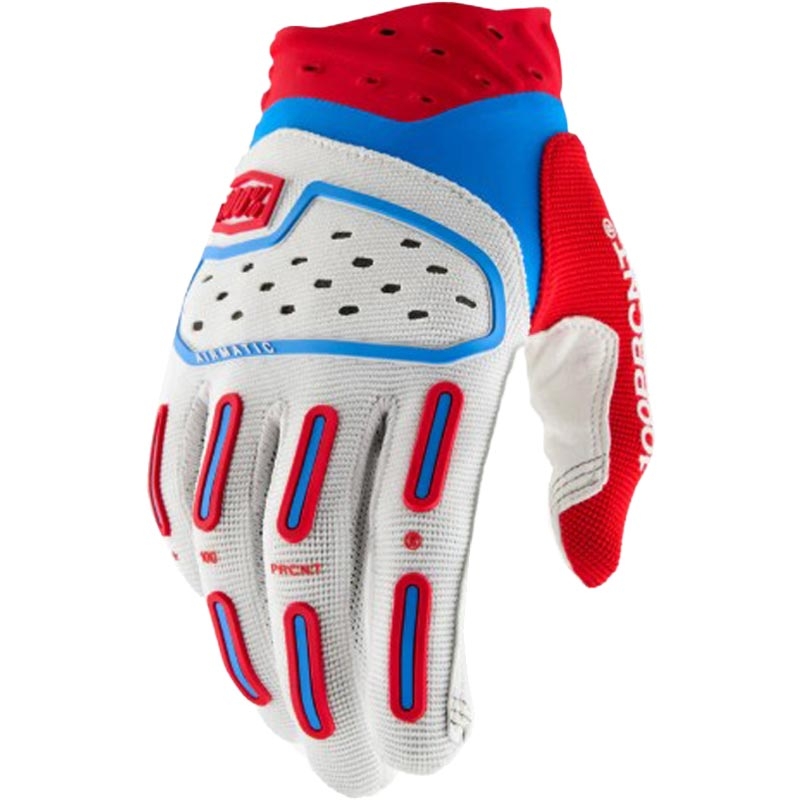 Guantes de motocross 100% Airmatic 2 rojo-blanco-azul