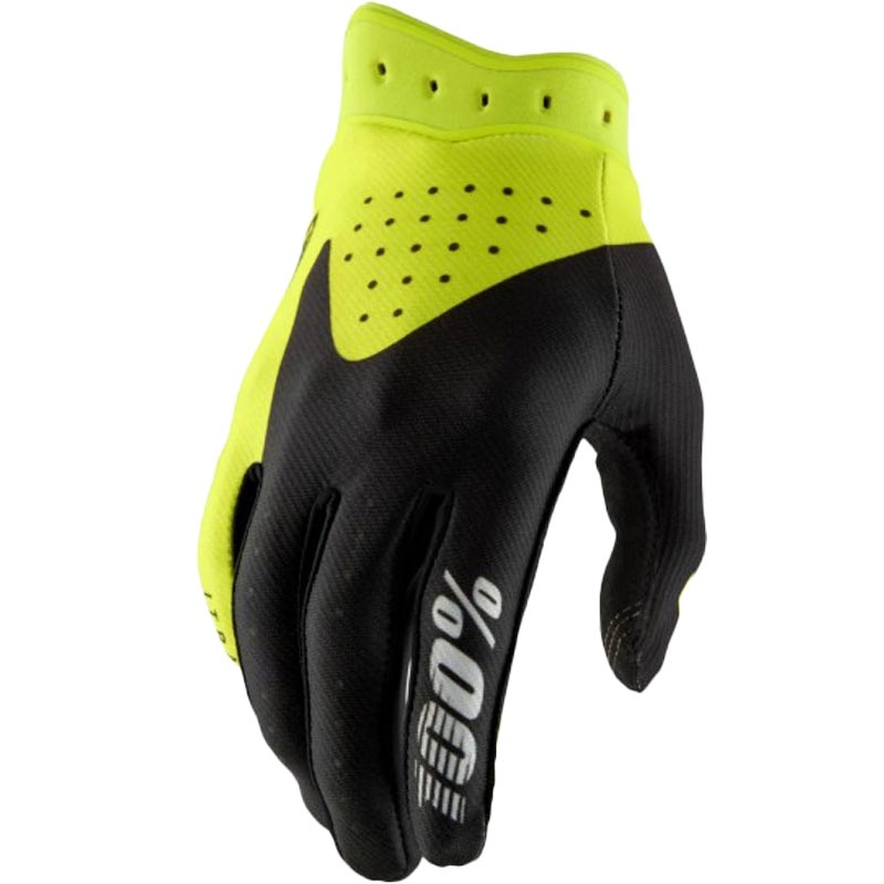 Guantes de motocross 100% iTrack negro-amarillo flúor